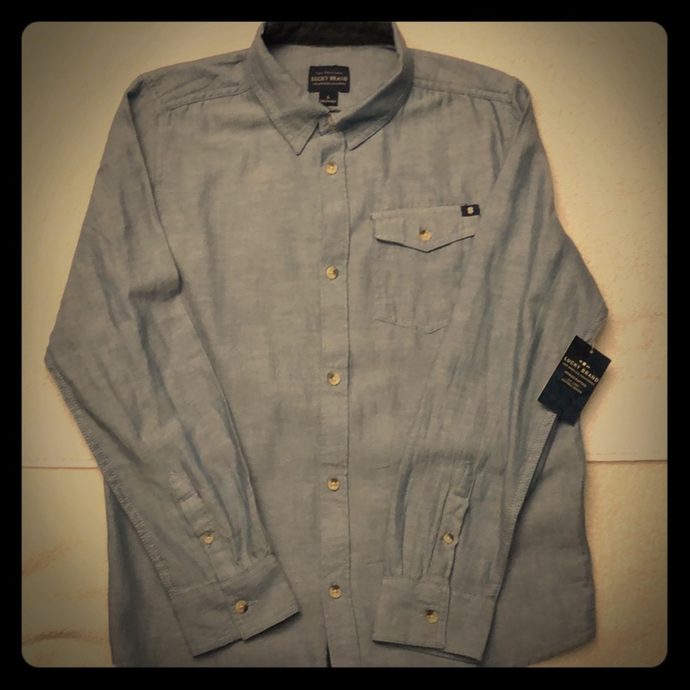 Lucky Boys Large Chambray button down shirt NWT